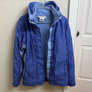 Columbia Bugaboo Two-Tone Blue Ski Jacket with zip in and out fleece liner.
